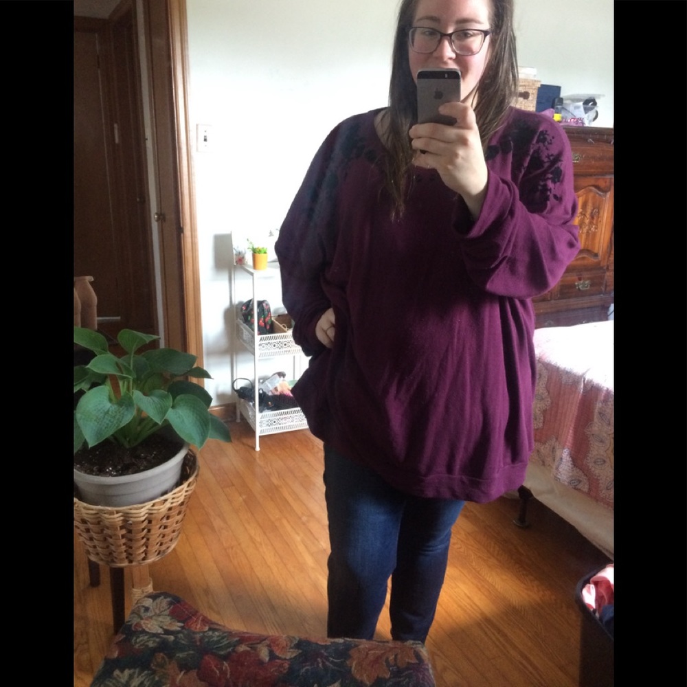 Maroon Velvet Embellished Sweater